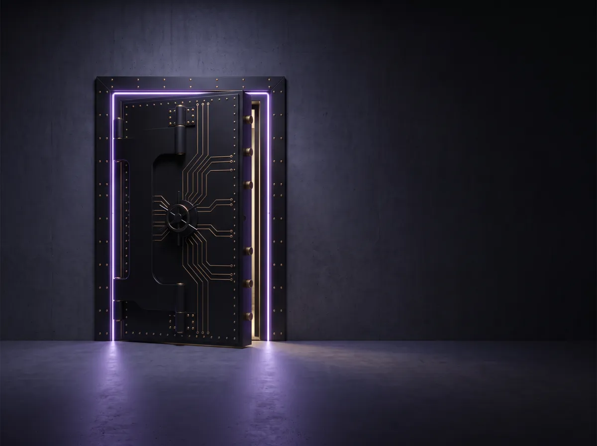 Dark vault door representing the contained offensive red-team arsenal
